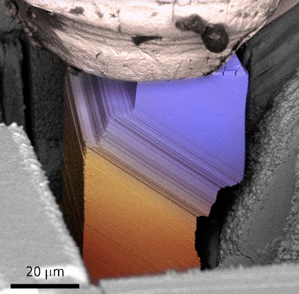 La déformation en escalier des piliers de zinc. © Ispánovity et al.