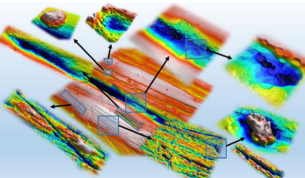 Analyse morphologique de l’usure d’une partie frottante : hétérogénéité des zones et échelles © LAMIH (Raphaël Deltombe et Maxence Bigerelle)